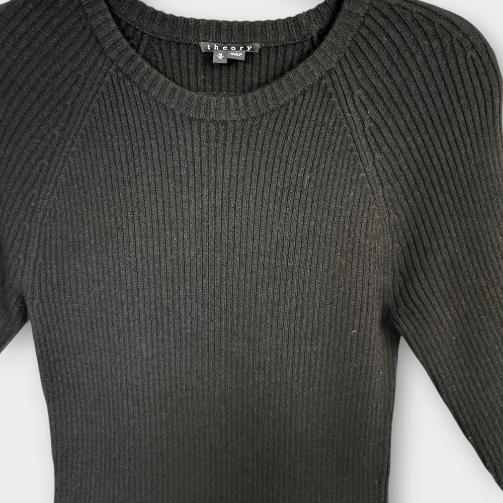 Theory Black Knit Houndstooth Dress Sz M Womens Career Professional Preppy - Picture 11 of 12